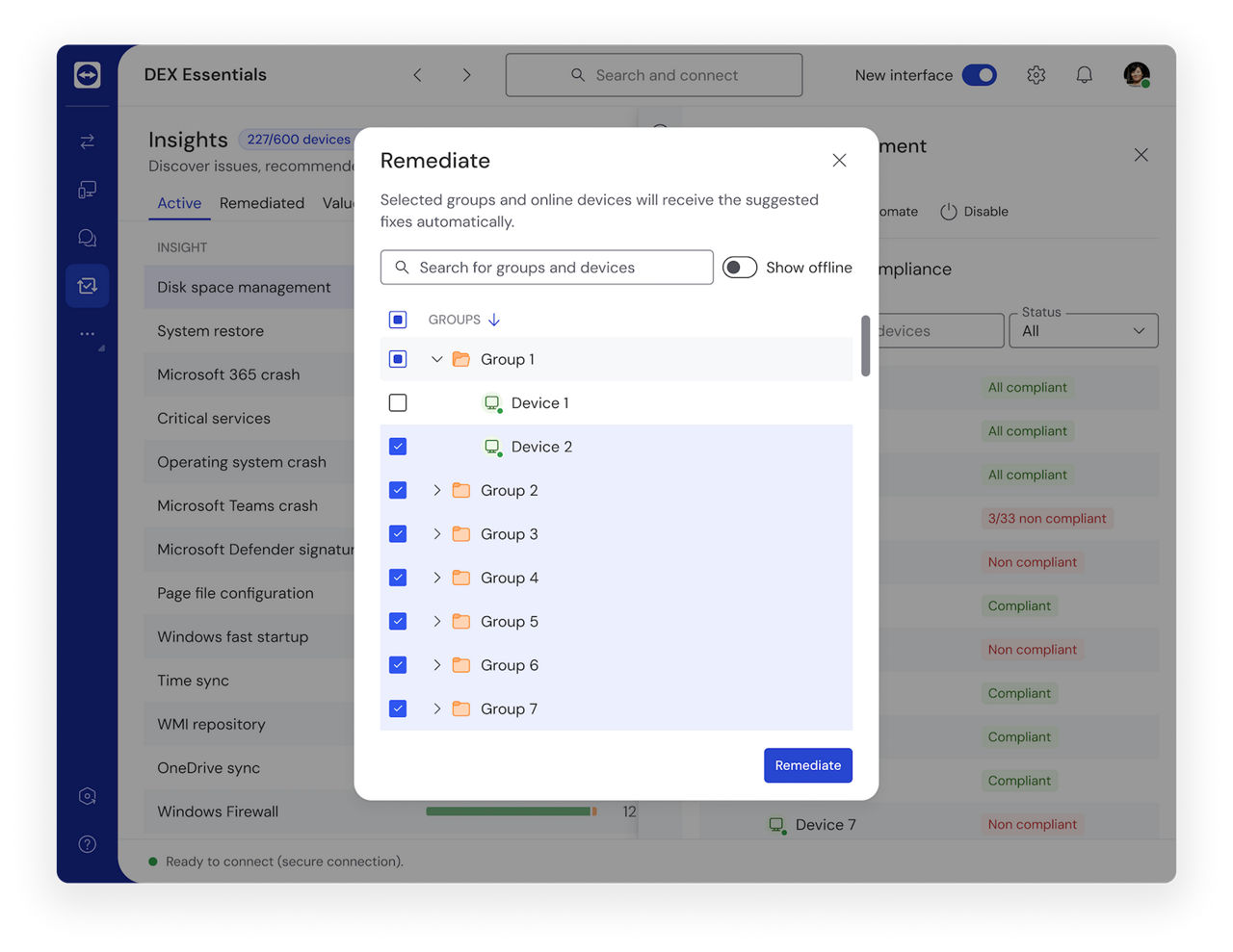 Custom monitoring policies as seen in the TeamViewer client