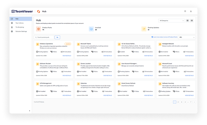 TeamViewer DEX Hub user interface