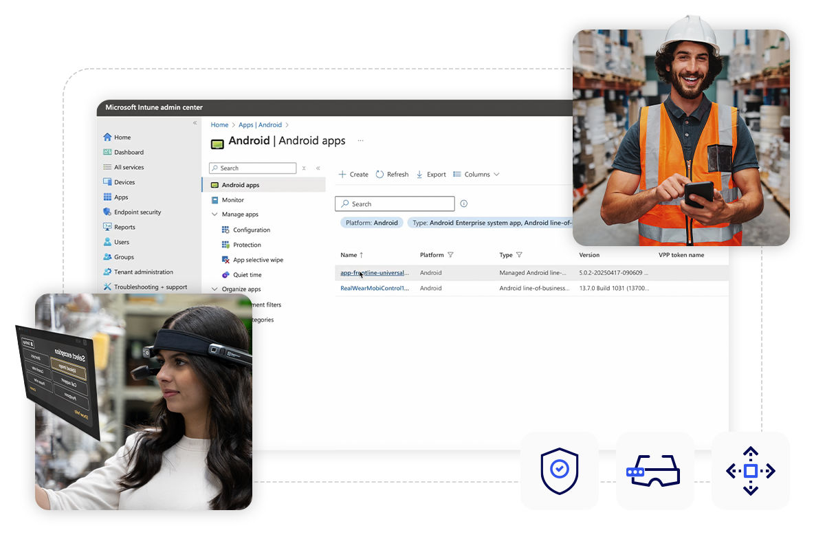 Android app management as seen in the Microsoft Intune admin center
