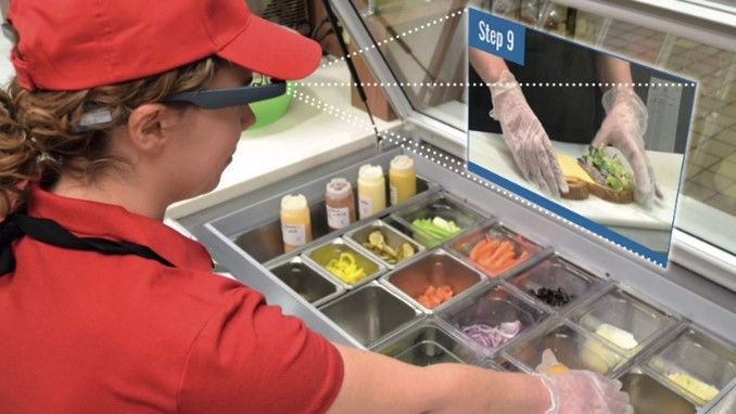 Catering employee learning with smart glasses