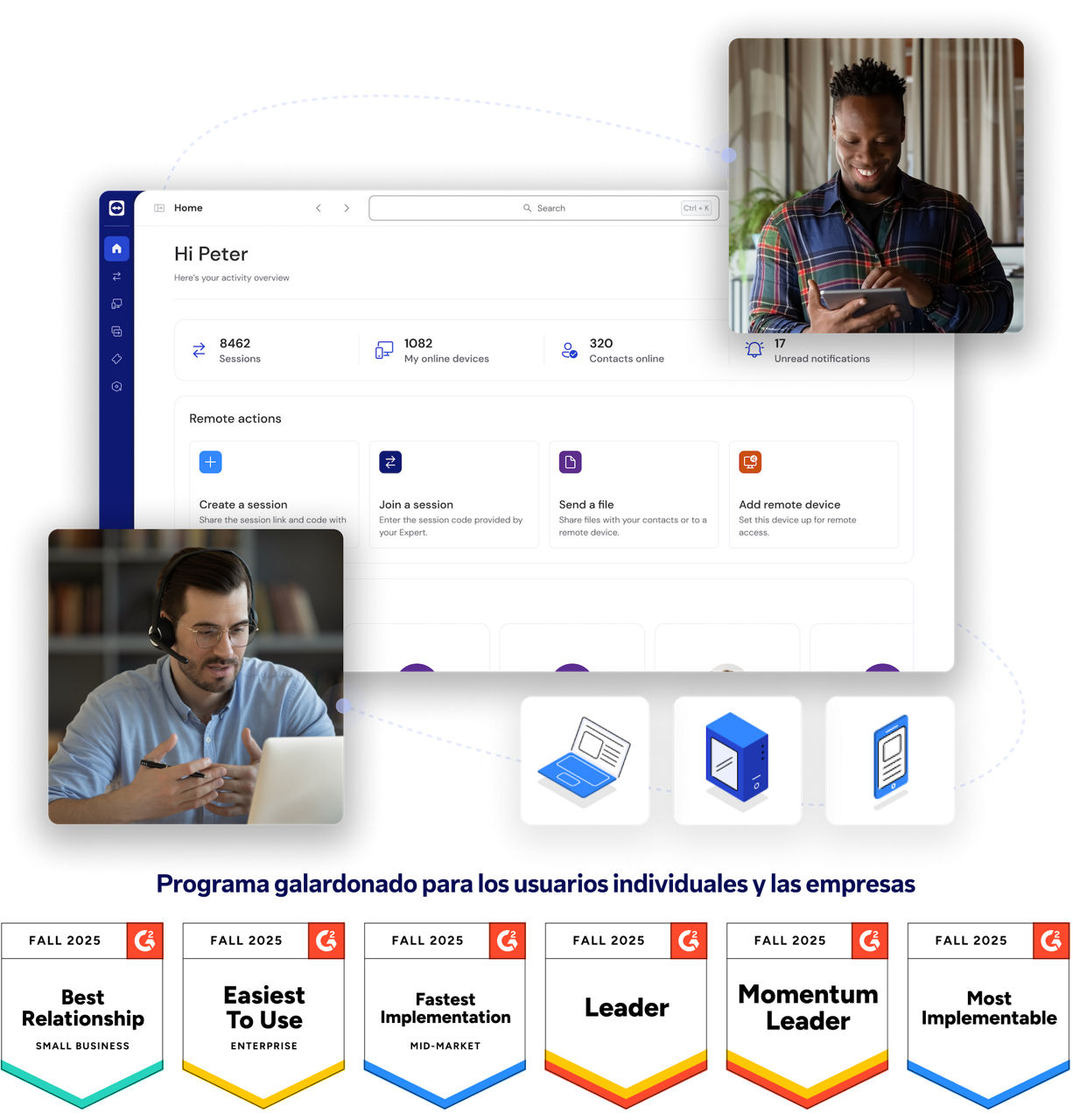 Funciones de acceso remoto en el programa TeamViewer