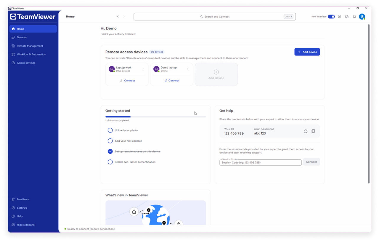 So stellen Sie eine Verbindung vom Startbildschirm des Remote-Clients her