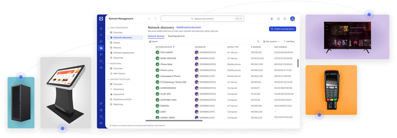 Screenshot of network discovery as seen in the TeamViewer Remote client