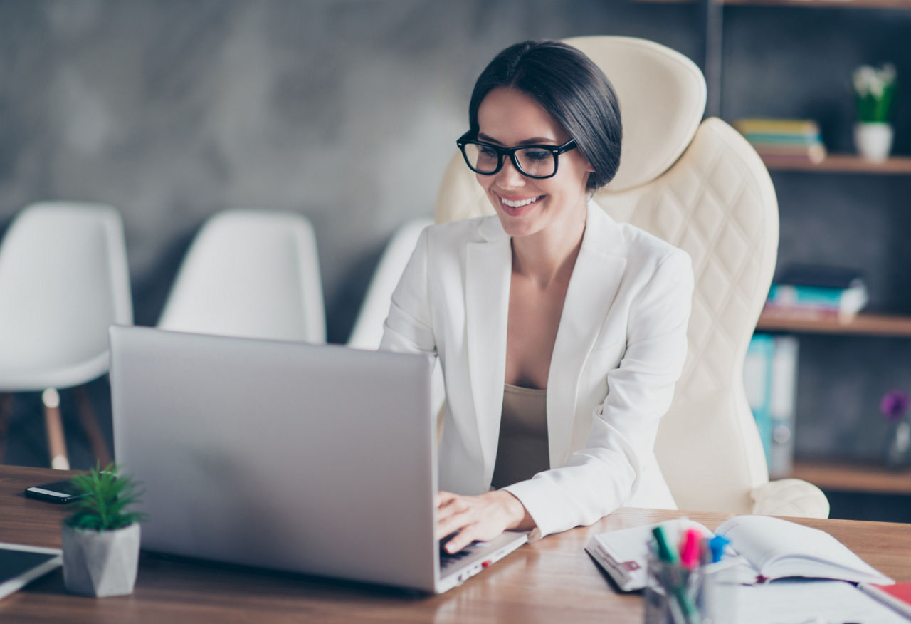 Woman working on laptop