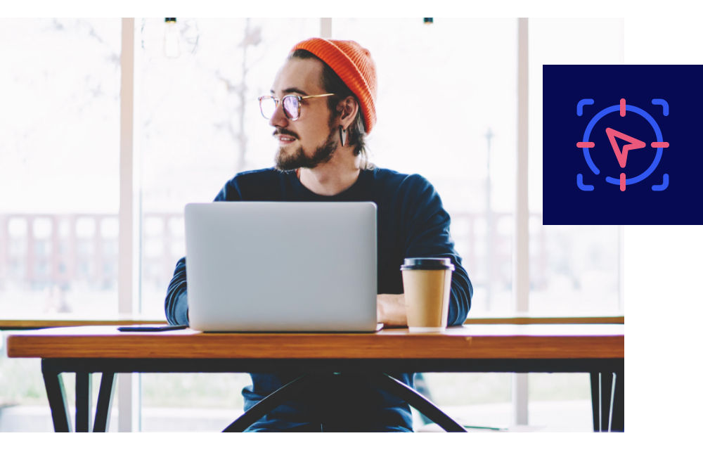 Man working remote from coffee bar