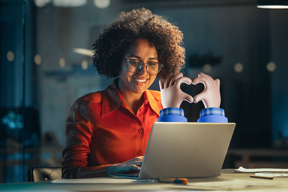 Woman working on a laptop