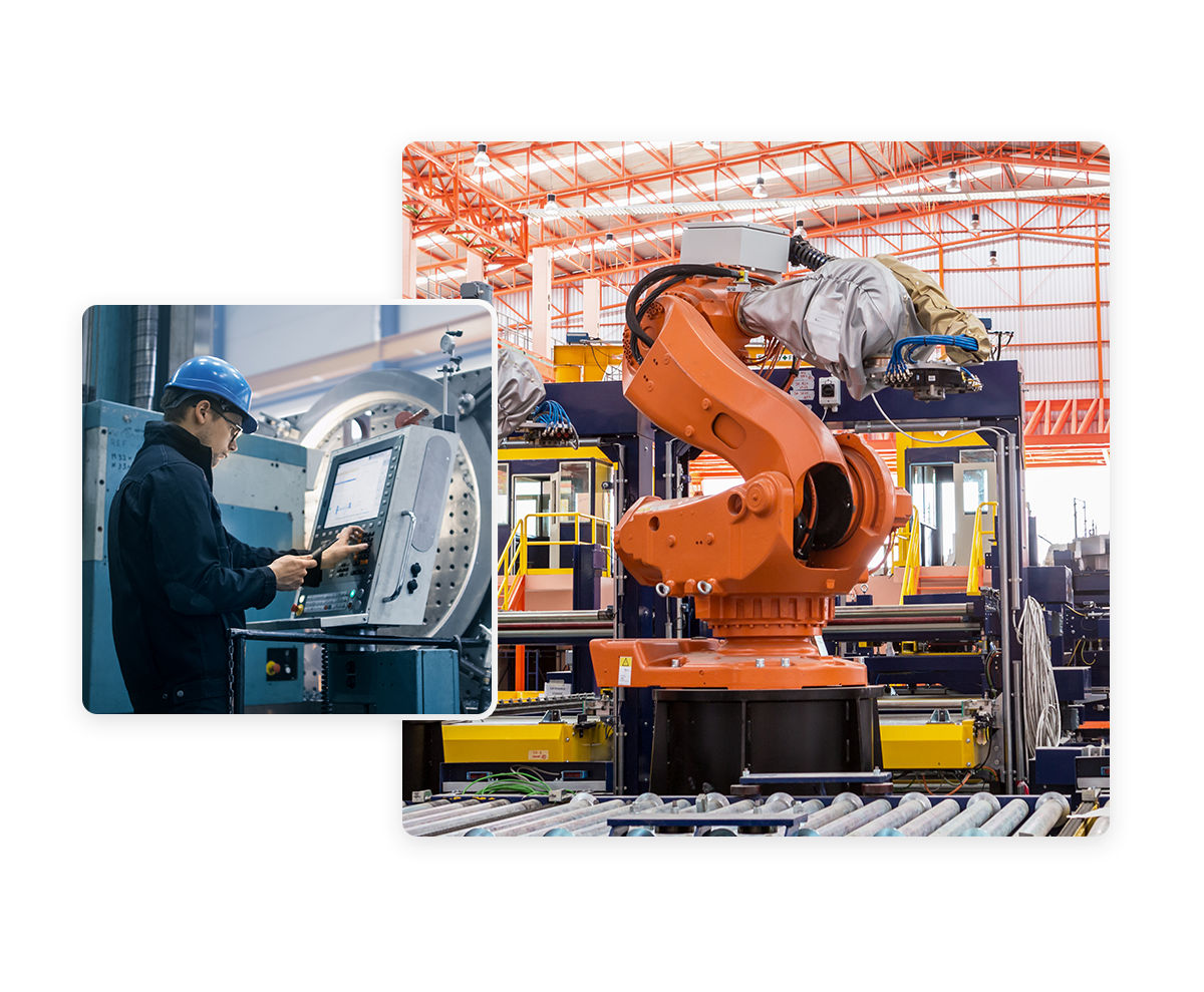 Man working remotely on robotic arm