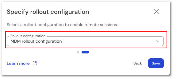 specify rollout configuration 1/2