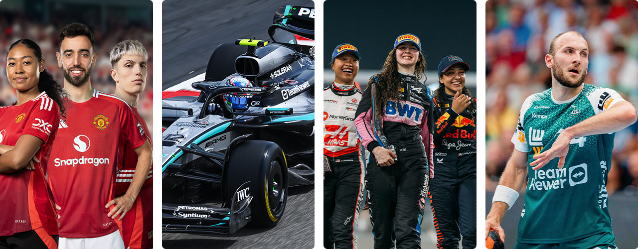 Vue d’ensemble du sponsoring TeamViewer : Mercedes-AMG Petronas F1, Manchester United et FRISCH AUF! Göppingen