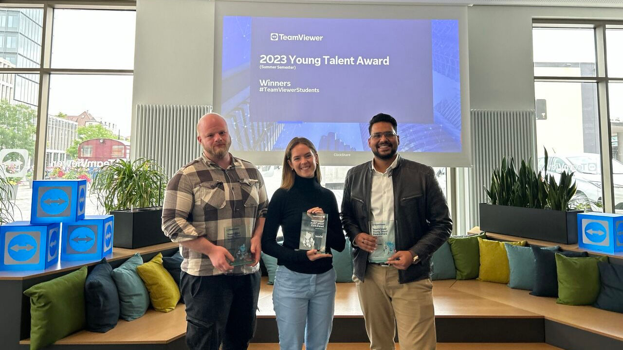 Three winners of the 2023 Young Talent Award at TeamViewer HQ