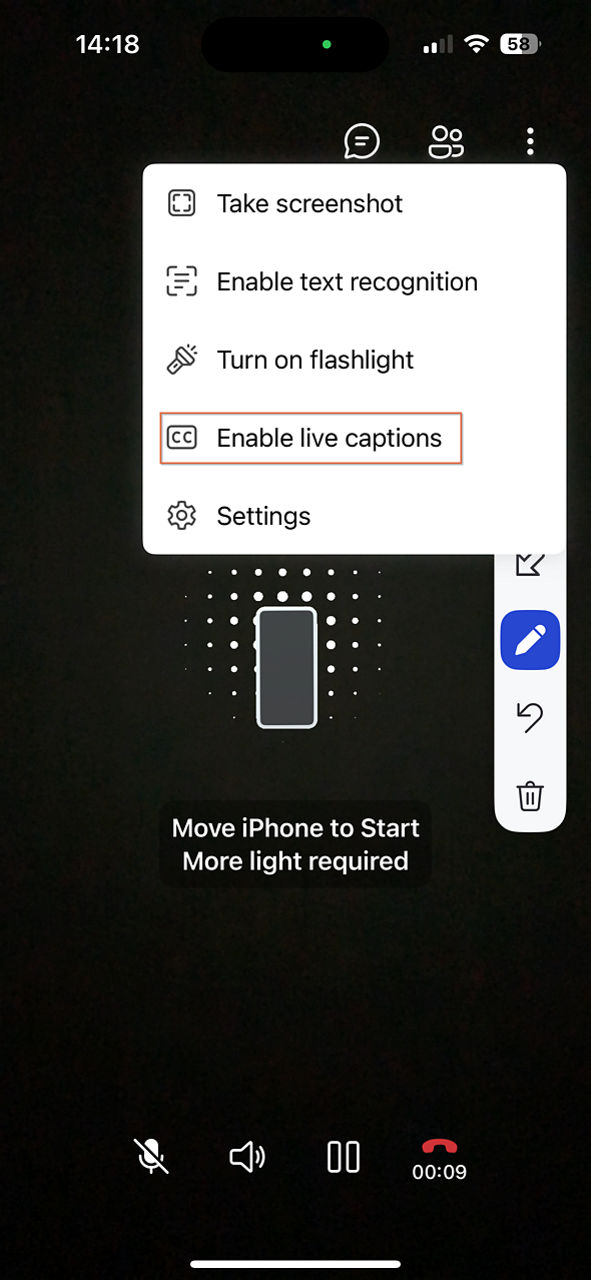 Enable live captions