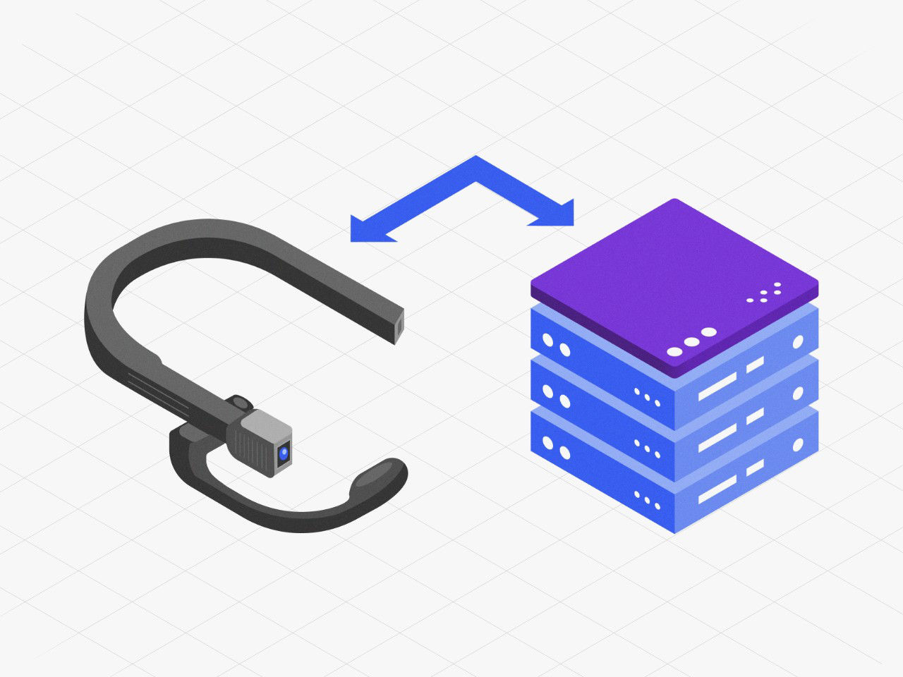 Illustration showing connectivity between smart glasses and backend server system