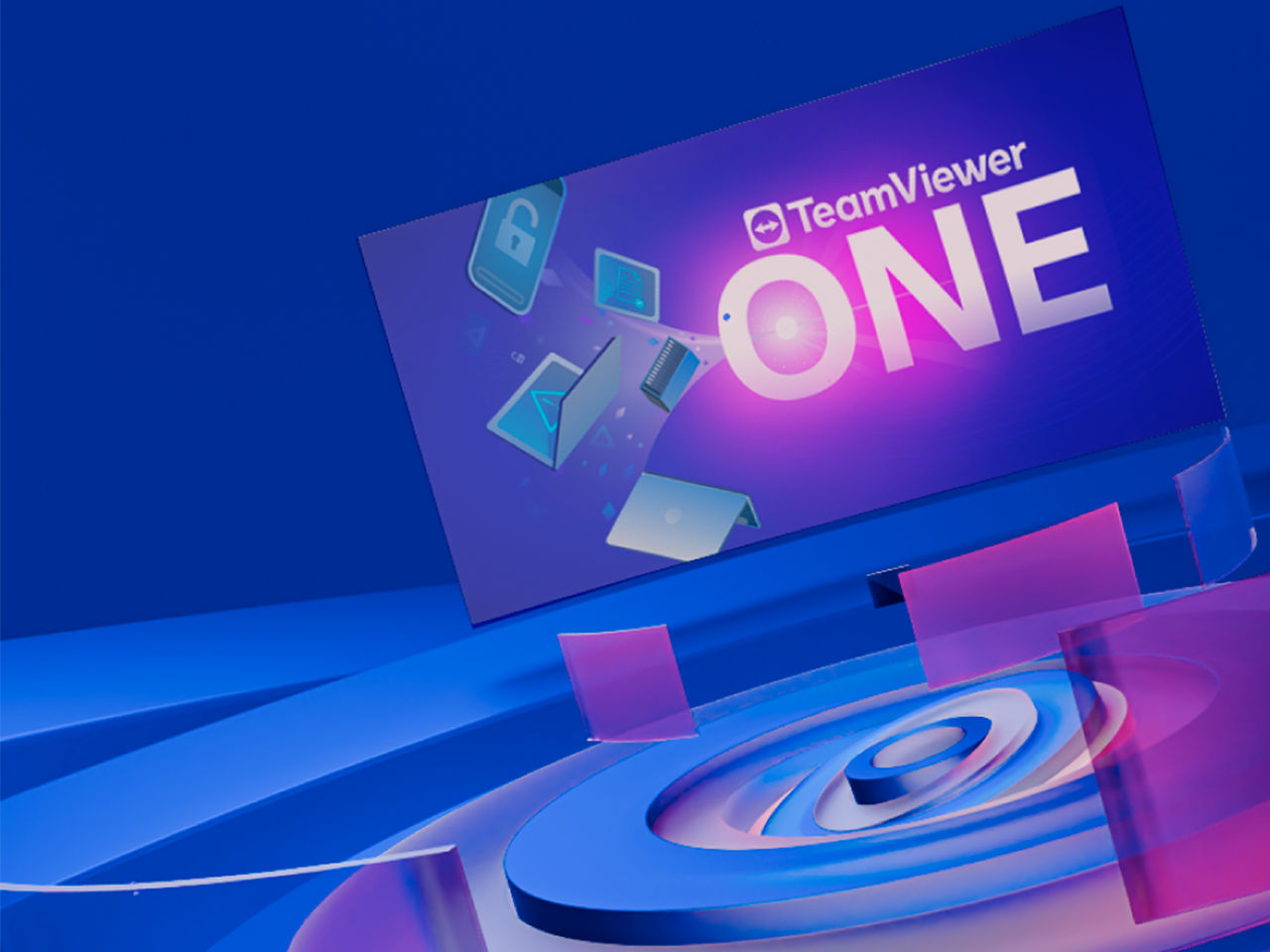 A person is surrounded by overlays showing devices and data. They point to a chart in front of them.