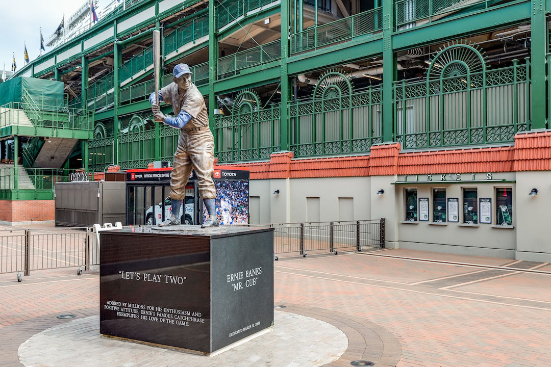 Ernie Banks statue outside of Wrigley Field