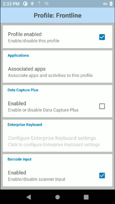 profile settings